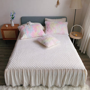 Fluffy Faux Mink & Velvet Fleece Quilt Cover Set - Soft Rainbow