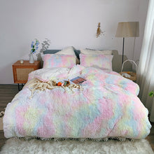 Load image into Gallery viewer, Fluffy Faux Mink &amp; Velvet Fleece Quilt Cover Set - Soft Rainbow