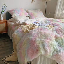 Load image into Gallery viewer, Fluffy Faux Mink &amp; Velvet Fleece Quilt Cover Set - Soft Rainbow