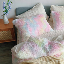 Load image into Gallery viewer, Fluffy Faux Mink &amp; Velvet Fleece Quilt Cover Set - Soft Rainbow
