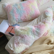 Load image into Gallery viewer, Fluffy Faux Mink &amp; Velvet Fleece Quilt Cover Set - Soft Rainbow