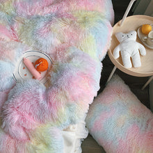 Load image into Gallery viewer, Fluffy Faux Mink &amp; Velvet Fleece Quilt Cover Set - Soft Rainbow