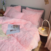 Load image into Gallery viewer, Fluffy Faux Mink &amp; Velvet Fleece Quilt Cover Set - Soft Pink