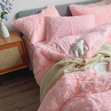 Load image into Gallery viewer, Fluffy Faux Mink &amp; Velvet Fleece Quilt Cover Set - Soft Pink