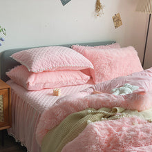 Load image into Gallery viewer, Fluffy Faux Mink &amp; Velvet Fleece Quilt Cover Set - Soft Pink