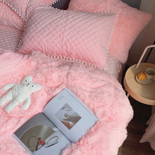 Load image into Gallery viewer, Fluffy Faux Mink &amp; Velvet Fleece Quilt Cover Set - Soft Pink
