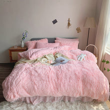 Load image into Gallery viewer, Fluffy Faux Mink &amp; Velvet Fleece Quilt Cover Set - Soft Pink