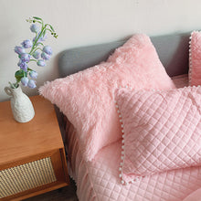 Load image into Gallery viewer, Fluffy Faux Mink &amp; Velvet Fleece Quilt Cover Set - Soft Pink
