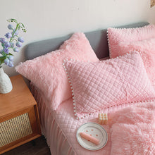 Load image into Gallery viewer, Fluffy Faux Mink &amp; Velvet Fleece Quilt Cover Set - Soft Pink
