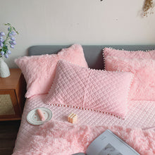 Load image into Gallery viewer, Fluffy Faux Mink &amp; Velvet Fleece Quilt Cover Set - Soft Pink