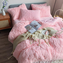 Load image into Gallery viewer, Fluffy Faux Mink &amp; Velvet Fleece Quilt Cover Set - Soft Pink
