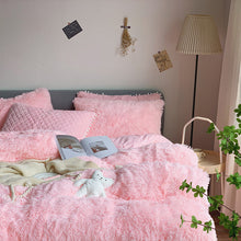 Load image into Gallery viewer, Fluffy Faux Mink &amp; Velvet Fleece Quilt Cover Set - Soft Pink