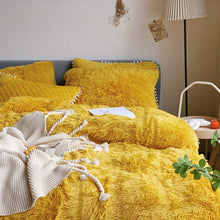 Load image into Gallery viewer, Fluffy Faux Mink &amp; Velvet Fleece Quilt Cover Set  - Soft Yellow
