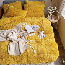 Load image into Gallery viewer, Fluffy Faux Mink &amp; Velvet Fleece Quilt Cover Set  - Soft Yellow