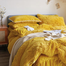 Load image into Gallery viewer, Fluffy Faux Mink &amp; Velvet Fleece Quilt Cover Set  - Soft Yellow