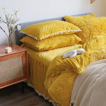Load image into Gallery viewer, Fluffy Faux Mink &amp; Velvet Fleece Quilt Cover Set  - Soft Yellow