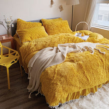 Load image into Gallery viewer, Fluffy Faux Mink &amp; Velvet Fleece Quilt Cover Set  - Soft Yellow