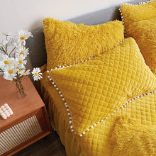 Load image into Gallery viewer, Fluffy Faux Mink &amp; Velvet Fleece Quilt Cover Set  - Soft Yellow