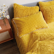 Load image into Gallery viewer, Fluffy Faux Mink &amp; Velvet Fleece Quilt Cover Set  - Soft Yellow