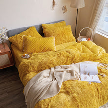 Load image into Gallery viewer, Fluffy Faux Mink &amp; Velvet Fleece Quilt Cover Set  - Soft Yellow