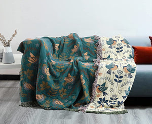 4 Layers Cotton Queen Sofa Throw Boho Throw Blanket