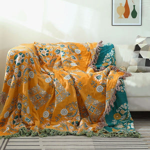 4 Layers Cotton Queen Sofa Throw Boho Throw Blanket