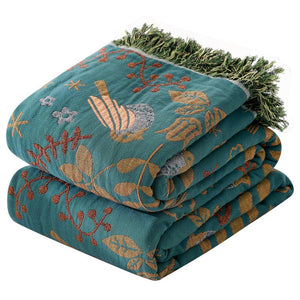 4 Layers Cotton Queen Sofa Throw Boho Throw Blanket