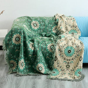 4 Layers Cotton Queen Sofa Throw Boho Throw Blanket