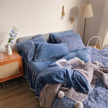 Load image into Gallery viewer, Fluffy Faux Mink &amp; Velvet Fleece Quilt Cover Set - Soft Blue