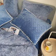 Load image into Gallery viewer, Fluffy Faux Mink &amp; Velvet Fleece Quilt Cover Set - Soft Blue