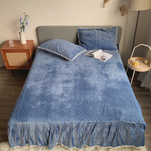 Load image into Gallery viewer, Fluffy Faux Mink &amp; Velvet Fleece Quilt Cover Set - Soft Blue