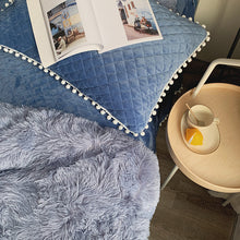 Load image into Gallery viewer, Fluffy Faux Mink &amp; Velvet Fleece Quilt Cover Set - Soft Blue