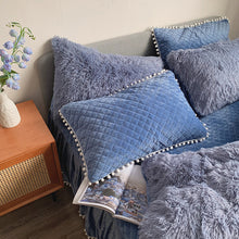Load image into Gallery viewer, Fluffy Faux Mink &amp; Velvet Fleece Quilt Cover Set - Soft Blue