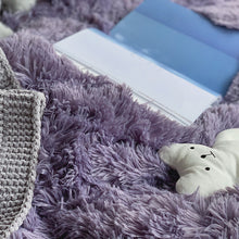 Load image into Gallery viewer, Fluffy Faux Mink &amp; Velvet Fleece Quilt Cover Set - Soft Grey Purple