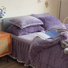 Load image into Gallery viewer, Fluffy Faux Mink &amp; Velvet Fleece Quilt Cover Set - Soft Grey Purple