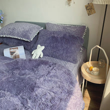 Load image into Gallery viewer, Fluffy Faux Mink &amp; Velvet Fleece Quilt Cover Set - Soft Grey Purple