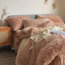 Load image into Gallery viewer, Fluffy Faux Mink &amp; Velvet Fleece Quilt Cover Set - Soft Tan