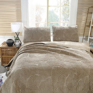 Bedspread Set 3pcs Palm Leaves