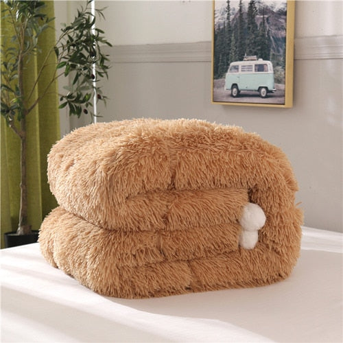 Fluffy Quilt Comforter - Camel