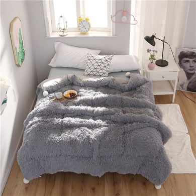 Fluffy Quilt Comforter - Grey