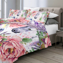 Load image into Gallery viewer, Customised Rose Unicorn Quilt Cover Set
