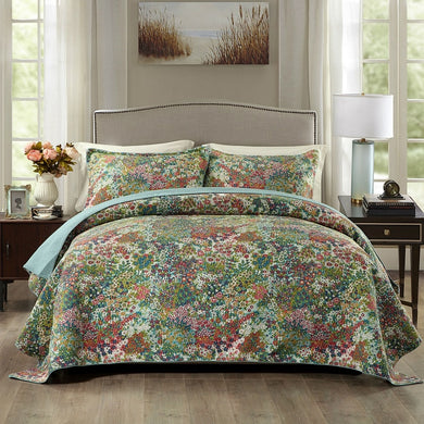 Bedspread Set 3pcs - Pastoral Flowers