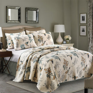 Bedspread Set 3pcs Birds in Paradise