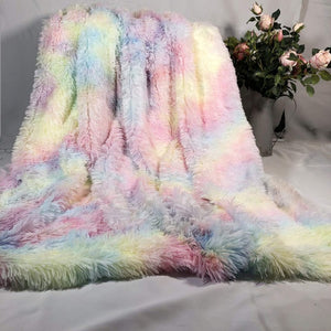 Rainbow Fluffy Blanket set with pillowcases