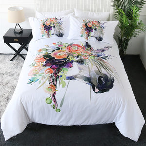 Customised Rose Unicorn Quilt Cover Set