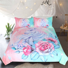 Load image into Gallery viewer, Customised Rose Unicorn Quilt Cover Set