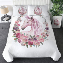 Load image into Gallery viewer, Customised Rose Unicorn Quilt Cover Set