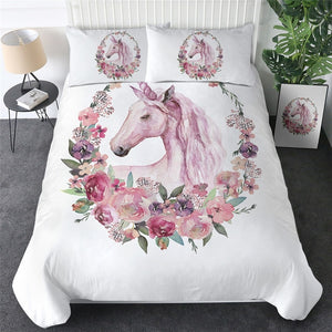 Customised Rose Unicorn Quilt Cover Set