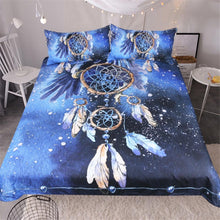 Load image into Gallery viewer, Mandala Quilt Cover Set - Blue Dreamcatcher