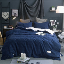 Load image into Gallery viewer, Luxury 100% Cotton Clipping Diamond 4pcs Bedding Set -  Navy